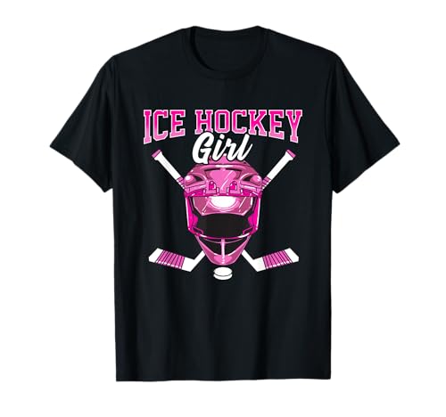 Ice Hockey Girl Goalie Mask Sticks Puck Mädchen Frauen T-Shirt von Eishockey Girl Designs Co.