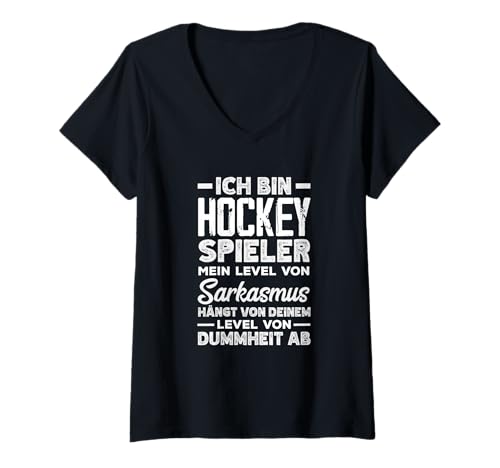 Damen Ich Bin Hockey Spieler Lustiges Eishockey T-Shirt mit V-Ausschnitt von Eishockey Hockey Hockey Fan Eishockey Fan Puck
