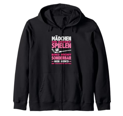 Mädchen Die Hockey Spielen Lustiges Eishockey Kapuzenjacke von Eishockey Hockey Hockey Fan Eishockey Fan Puck