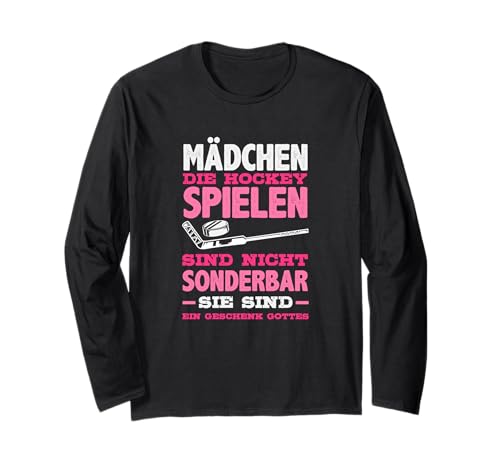 Mädchen Die Hockey Spielen Lustiges Eishockey Langarmshirt von Eishockey Hockey Hockey Fan Eishockey Fan Puck