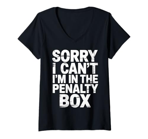 Damen Sorry I Can't I'm In The Penalty Box Hockeyspieler - T-Shirt mit V-Ausschnitt Damen Sorry I Can't I'm In The Penalty Box Hockeyspieler - T-Shirt mit V-Ausschnitt von Eishockey -Humor -Eisboot