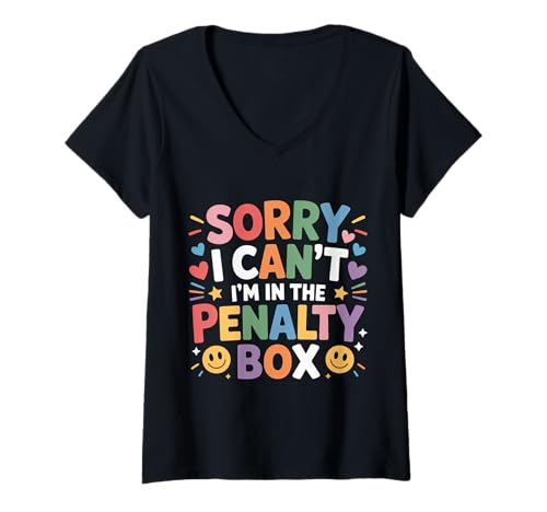 Damen Sorry I Can't I'm In The Penalty Box Hockeyspieler - T-Shirt mit V-Ausschnitt Damen Sorry I Can't I'm In The Penalty Box Hockeyspieler - T-Shirt mit V-Ausschnitt von Eishockey -Humor -Eisboot
