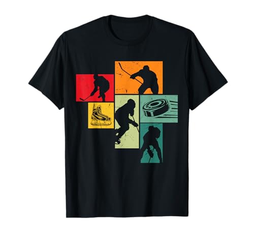 Retro Eishockeyspieler Eishockey Kinder Jungs Männer T-Shirt von Eishockeyspieler Eishockey Coole Geschenkideen