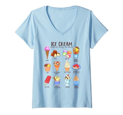 Damen Bunte Eiscreme Vielfalt - EIS T-Shirt mit V-Ausschnitt Damen Bunte Eiscreme Vielfalt - EIS T-Shirt mit V-Ausschnitt von Eisliebhaber Designs