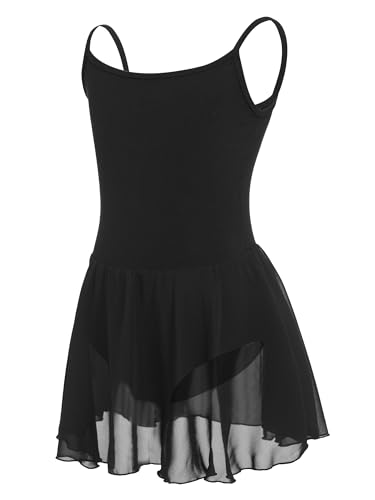 Eisnnu Mädchen Ballettkleidung Ärmellos Balletttrikot Verstellbarem Riemen Tanzkleid Baumwolle Ballettanzug Ballettbody mit Chiffon Rock Tütü 2-14 Jahre von Eisnnu