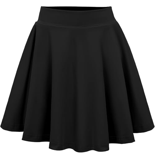 Eisnnu Mädchen Rock Kinder Tennisrock mit Shorts Elastische Taille A Linie Dehnbarer Kinder Freizeitröcke Minirock Schuluniform(6-8Jahre,Schwarz,XS) von Eisnnu