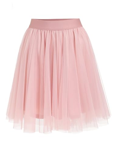 Eisnnu Tüllrock Damen 3 Lagen Tüll Elastische Taille Sommerrock Unterrock Petticoat Rocklänge 48CM Schwarz Rosa Weiß Kurz Party Prom Rock von Eisnnu