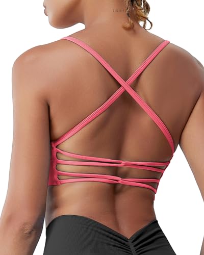 Eissnu Sport BH Damen Starker Halt Fitness Sport Bra Spaghettiträger Cross Back Design Abnehmbarer Brustpolster Yoga Tops von Eisnnu