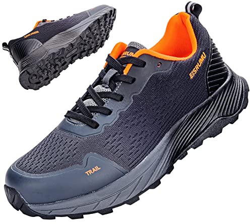 Eisrumu Herren Traillaufschuhe Wanderschuhe Laufschuhe Outdoor Atmungsaktiv leichte Trekkingschuhe Joggingschuhe grau schwarz EU44 von Eisrumu