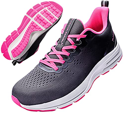 Eisrumu Laufschuhe Damen Turnschuhe Frauen Leichte Atmungsaktive Straßenlaufschuhe Indoor&Outdoor Fitnessschuhe Sportschuhe Grau Schwarz Rosa EU40 von Eisrumu