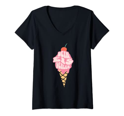 Damen Dein Eis Dealer für Eisverkäufer und Eisverkäuferin T-Shirt mit V-Ausschnitt Damen Dein Eis Dealer für Eisverkäufer und Eisverkäuferin T-Shirt mit V-Ausschnitt von Eisverkäufer Kostüm