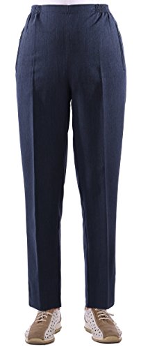 Eitex Damen Seniorenhose Schlupfhose mit Gummizug Kurzgröße ideal für pflegebedürftige Omas einfach anzuziehen und super pflegeleicht (44/46, blau meliert) von Eitex