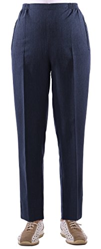 Eitex Damen Seniorenhose Schlupfhose mit Gummizug Kurzgröße ideal für pflegebedürftige Omas einfach anzuziehen und super pflegeleicht (52/54, blau meliert) von Eitex