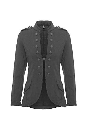 Eitex Damen Blazer Damenjacke Military Knöpfe Gr- 34/36 bis 44/46 Military Army Style Lang und kurz (kurz dunkelgrau, 36/38) von Eitex