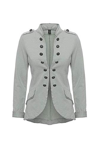 Eitex Damen Blazer Damenjacke Military Knöpfe Gr- 34/36 bis 44/46 Military Army Style Lang und kurz (kurz grau, 36/38) von Eitex