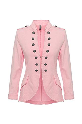 Eitex Damen Blazer Damenjacke Military Knöpfe Gr- 34/36 bis 44/46 Military Army Style Lang und kurz (kurz rosa, 44/46) von Eitex