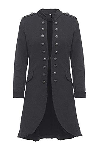 Eitex Damen Blazer Damenjacke Military Knöpfe Gr- 34/36 bis 48/50 Military Army Style Uniform Mantel mit Military Knopfleiste Lang und kurz Slim Fit (lang dunkelgrau, 48/50) von Eitex