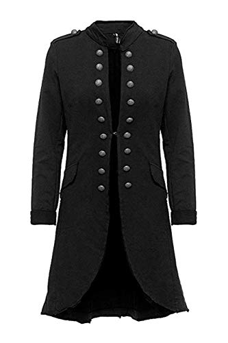 Eitex Damen Blazer Damenjacke Military Knöpfe Gr- 34/36 bis 48/50 Military Army Style Uniform Mantel mit Military Knopfleiste Lang und kurz Slim Fit (lang schwarz, 48/50) von Eitex