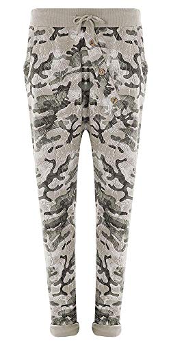 Eitex Damen Jogginghose Sweatpants mit Sternen Anker Camouflage und Uni Farben (36/38, Camouflage grau) von Eitex