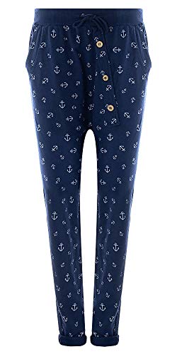 Eitex Damen Jogginghose Sweatpants mit Sternen Anker Camouflage und Uni Farben (38/40, Anker blau) von Eitex