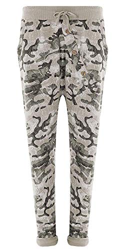 Eitex Damen Jogginghose Sweatpants mit Sternen Anker Camouflage und Uni Farben (38/40, Camouflage grau) von Eitex