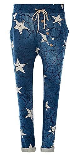 Eitex Damen Jogginghose Sweatpants mit Sternen Anker Camouflage und Uni Farben (40/42, Star blau) von Eitex