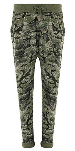 Eitex Damen Jogginghose Sweatpants mit Sternen Anker Camouflage und Uni Farben (42/44, Camouflage grün) von Eitex