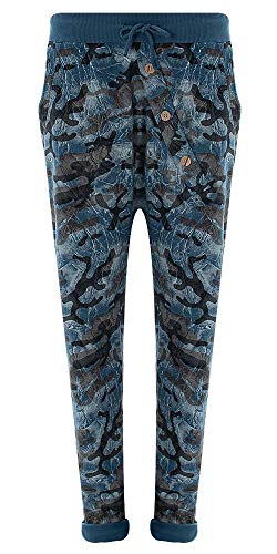 Eitex Damen Jogginghose Sweatpants mit Sternen Anker Camouflage und Uni Farben (44/46, Camouflage blau) von Eitex