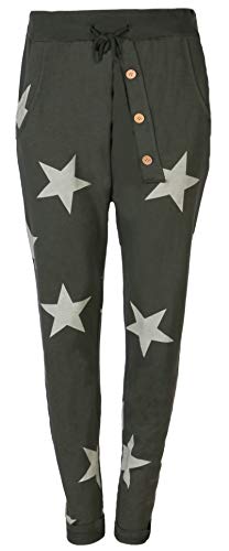 Eitex Damen Jogginghose Sweatpants mit Sternen Anker Camouflage und Uni Farben (48/50, Stern Khaki) von Eitex