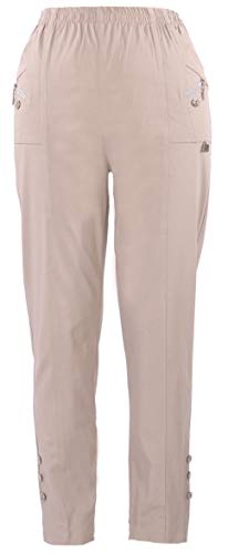 Eitex Damen Übergröße Gr. 40-56 hochwertige Stretch Hose große Größen Stoff-Hose Gummibund Schwarz Marine auch in Übergröße bis Gr. 56 (beige, 40/42) von Eitex