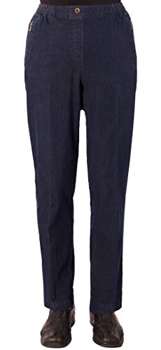 Eitex Seniorenmode24 Damen Jeans Seniorenjeans Schlupfhose mit Gummizug Kurzgröße ideal für pflegebedürftige Omas einfach anzuziehen und super pflegeleicht (36-38, Jeans dunkel) von Eitex