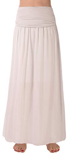 Eitex Damen Sommerrock Maxi Langer Retro Rock Hellgrau2 Größe 42-44 mit Spitze und Gürtel von Eitex
