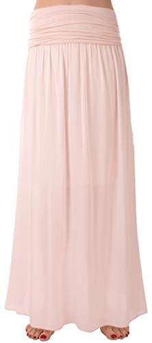 Eitex Zauberhafter Retro Maxirock Damen Sommer Rock Größe 34/36 bis Größe 48/50 verfügbar Langer Maxirock Strandrock Sommerock lang Gürtel Amber Boho Retro Maxirock (rosa2, 42/44) von Eitex