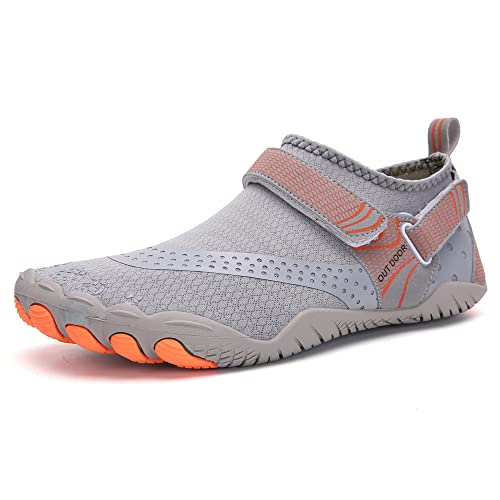 Badeschuhe Wasserschuhe Aquaschuhe Strandschuhe Schnell Trocknend Schwimmschuhe Breathable Barfußschuhe SurfschuheBadesocken für Herren Damen Kinder, st.1 grau, EU38 von Eivaza