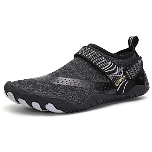 Badeschuhe Wasserschuhe Aquaschuhe Strandschuhe Schnell Trocknend Schwimmschuhe Breathable Barfußschuhe SurfschuheBadesocken für Herren Damen Kinder, st.1 schwarz, EU45 von Eivaza