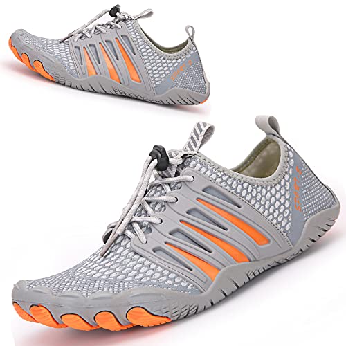 Badeschuhe Wasserschuhe Aquaschuhe Strandschuhe Schnell Trocknend Schwimmschuhe Breathable Barfußschuhe SurfschuheBadesocken für Herren Damen Kinder, st.3 grau, EU43 von Eivaza