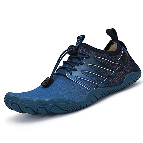 Badeschuhe Wasserschuhe Aquaschuhe Strandschuhe Schnell Trocknend Schwimmschuhe Breathable Barfußschuhe SurfschuheBadesocken für Herren Damen Kinder, st.4 blau, EU35 von Eivaza