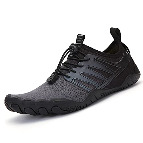 Badeschuhe Wasserschuhe Aquaschuhe Strandschuhe Schnell Trocknend Schwimmschuhe Breathable Barfußschuhe SurfschuheBadesocken für Herren Damen Kinder, st.4 schwarz, EU42 von Eivaza