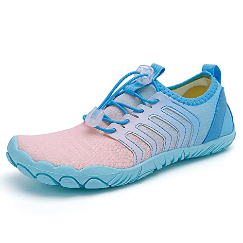 Badeschuhe Wasserschuhe Aquaschuhe Strandschuhe Schnell Trocknend Schwimmschuhe Breathable Barfußschuhe SurfschuheBadesocken für Herren Damen Kinder, st.6 rosa, EU39 von Eivaza