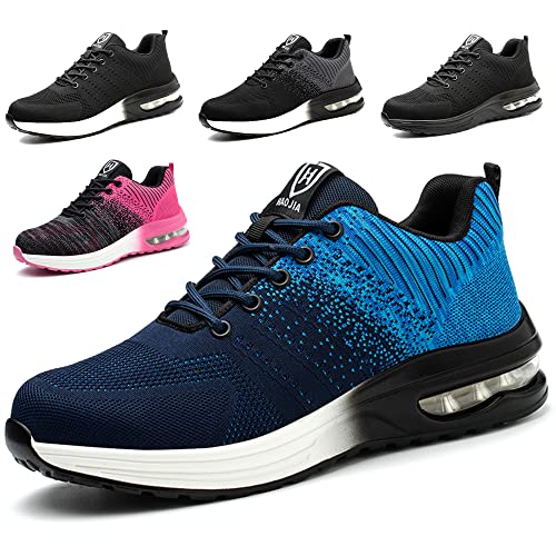 Eivaza Sicherheitsschuhe Arbeitsschuhe Leicht Sportlich Stahlkappenschuhe Atmungsaktiv Sneaker mit Stahlkappe Herren Order Damen Gr.42, Blau von Eivaza