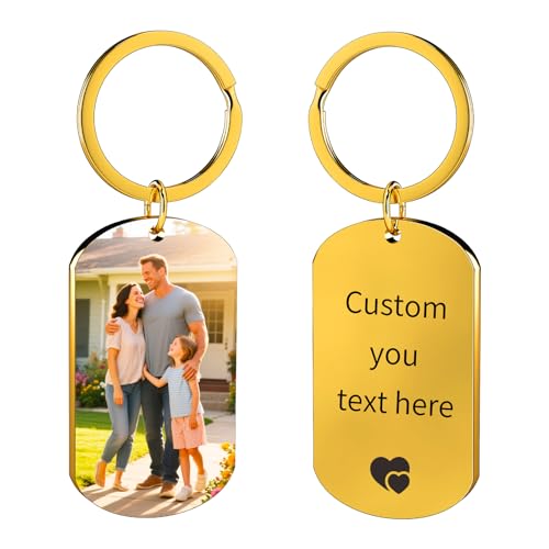 Eiwoty Individueller Schlüsselanhänger, personalisiert mit Bild und Text, doppelseitiger Schlüsselanhänger für Damen oder Herren, Gold-A, Größe Eiwoty Individueller Schlüsselanhänger, personalisiert mit Bild und Text, doppelseitiger Schlüsselanhänger für Damen oder Herren, Gold-A, Größe von Eiwoty