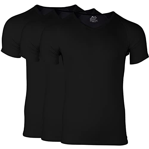 Ejis Essential Unterhemd | V-Ausschnitt (3er-Packung) | Anti-Geruch-Mikro-Modalfaser (L, Schwarz) von Ejis