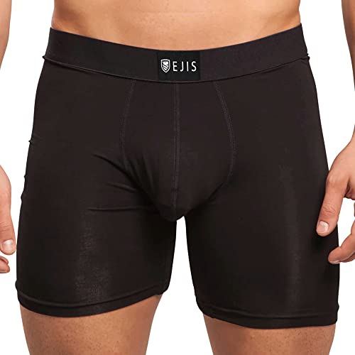 Ejis Schweißabwehr-Boxershorts | Komforttasche | Schweißsichere Mikro-Modalfaser (M, Schwarz) von Ejis