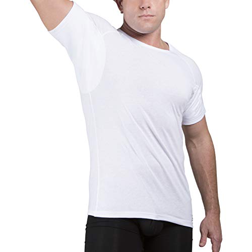 Ejis Schweißabwehr-Unterhemd | Rundhalsausschnitt | Achselschweißsichere Baumwolle (XL, Weiß) von Ejis