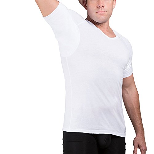 Ejis Schweißabwehr-Unterhemd | V-Ausschnitt | Achselschweißsichere Baumwolle (L, Weiß) von Ejis