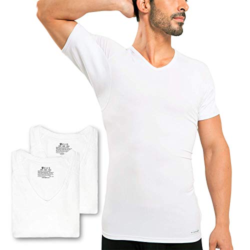 Ejis Sweat Defense Unterhemd | V-Ausschnitt (3er-Pack) | Unterarm schweißfest Micro-Modal - Wei - Groß von Ejis