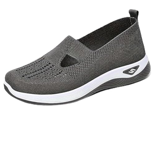 Annelie Sommerschuh Damen, 2025 Neu Bequeme Slip On Lightweight Breathable Orthopädische Mesh Schuhe Walkingschuhe Sneaker (Dunkelgrau, Erwachsene, Damen, 38, Numerisch, EU Schuhgrößensystem, M) von Ejoyiso