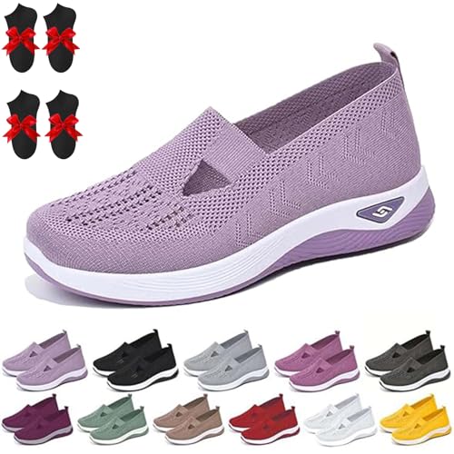 Annelie Sommerschuh Damen, 2025 Neu Bequeme Slip On Lightweight Breathable Orthopädische Mesh Schuhe Walkingschuhe Sneaker (Hellviolett, Erwachsene, Damen, 42, Numerisch, EU Schuhgrößensystem, M) von Ejoyiso