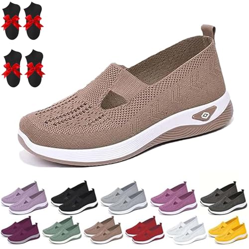 Ejoyiso Annelie Sommerschuh Damen, 2025 Neu Bequeme Slip On Lightweight Breathable Orthopädische Mesh Schuhe Walkingschuhe Sneaker (Braun, Erwachsene, Damen, 42, Numerisch, EU Schuhgrößensystem, M) von Ejoyiso