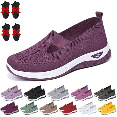 Ejoyiso Annelie Sommerschuh Damen, 2025 Neu Bequeme Slip On Lightweight Breathable Orthopädische Mesh Schuhe Walkingschuhe Sneaker (Dunkelviolett, Erwachsene, 36, Numerisch, EU Schuhgrößensystem, M) von Ejoyiso